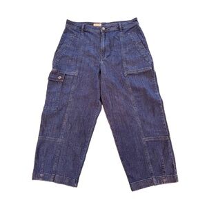 PILCRO Cargo Capri Womens Size 33 Dark Blue Denim Utility Pockets Anthropologie